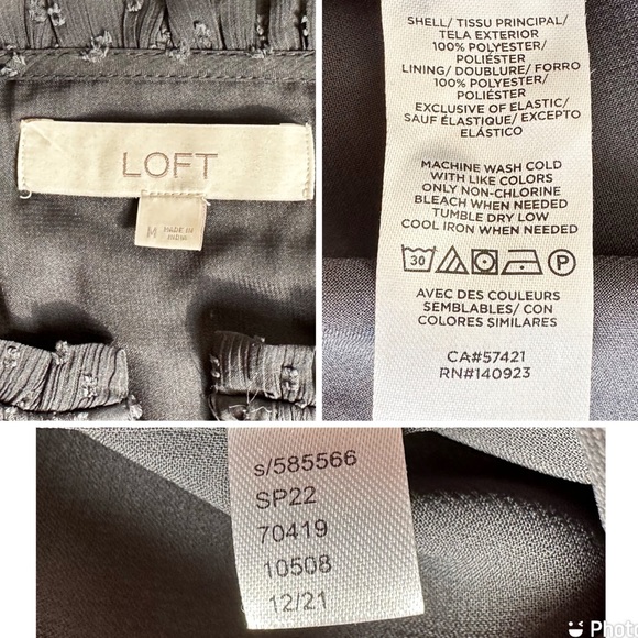 Loft Grey Swiss Clip Dot Blouse Top Flutter Butterfly Sleeves, size Medium - Picture 16 of 16